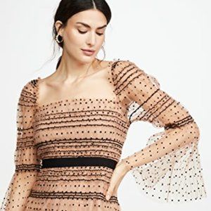 Self Portrait Shirred Polka Dot Midi Dress. NWT! Size 10